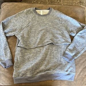 Blue Gray Latched Mama Nursing Crew Neck